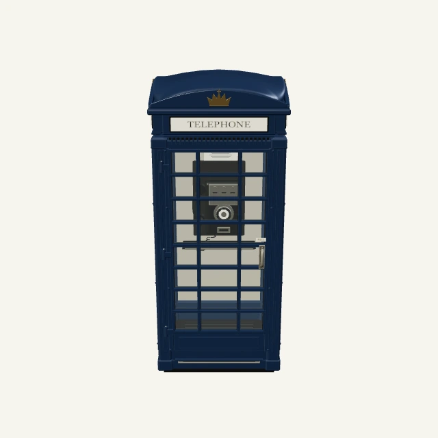 Scene miniature design sample of a classic navy telephone box on a solid base
