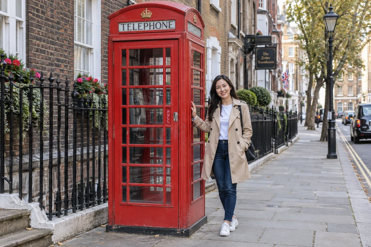 Travel photograph of a London phone booth that could inspire a hanging ornament